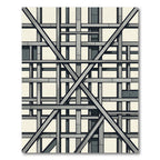 Modern Gray Industrial Grid Composition Rug