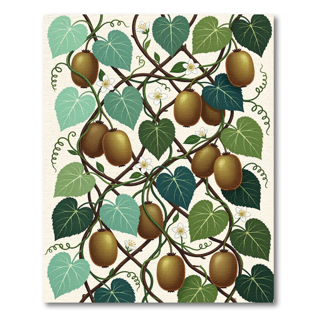 Botanical Kiwi Fruit Vine Illustration Rug
