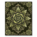 Ornate Sage Botanical Rose Medallion Rug