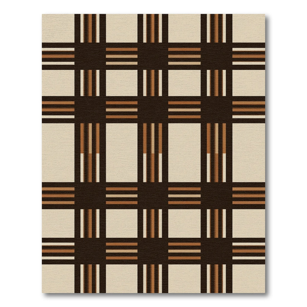 Cocoa Brown Plaid Lattice Squares Rug