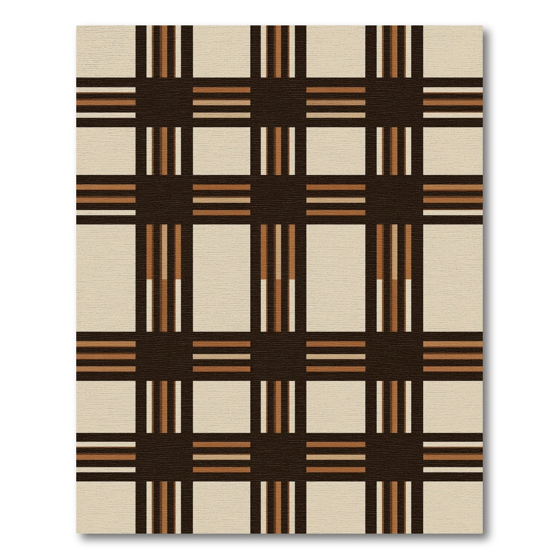 Cocoa Brown Plaid Lattice Squares Rug
