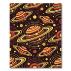 Retro Saturn Ringed Planets Abstract Rug