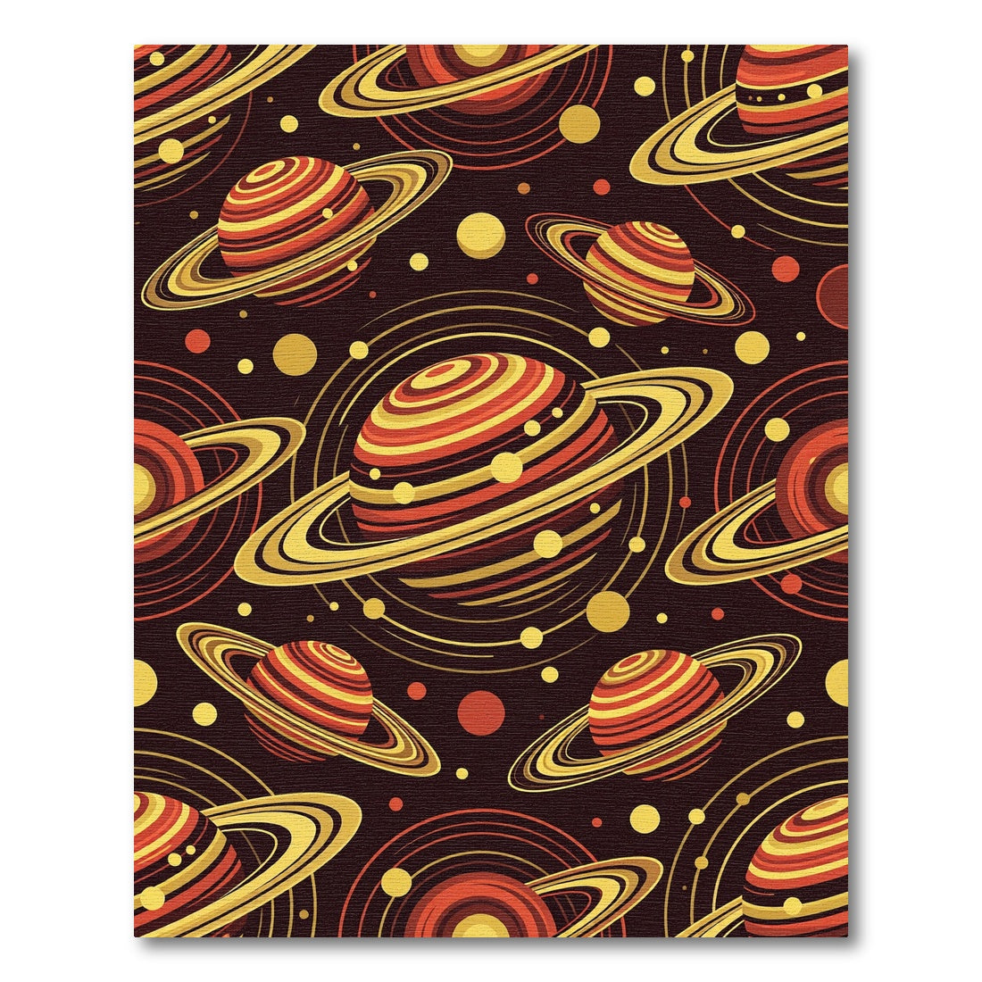 Retro Saturn Ringed Planets Abstract Rug