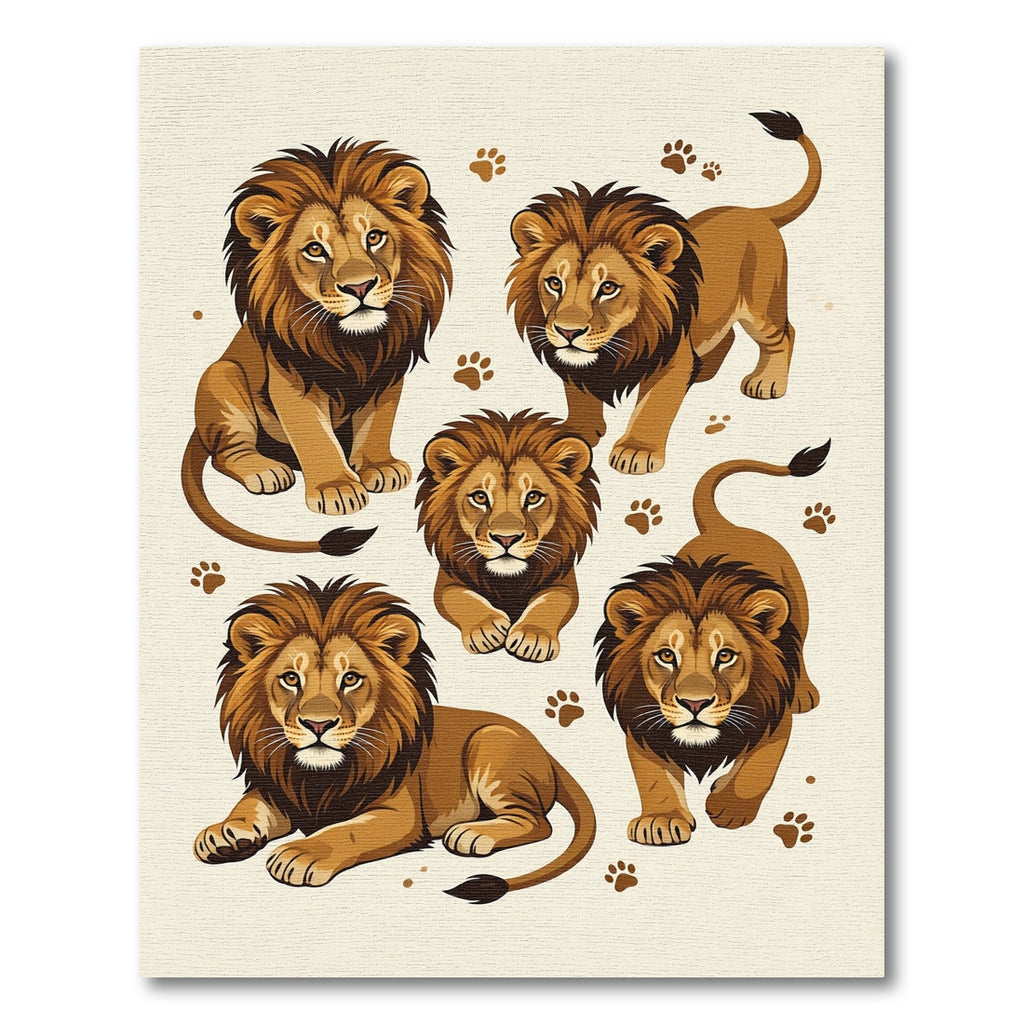 Majestic Golden Lion Animal Illustration Rug