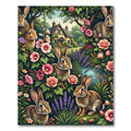 Whimsical Bunny and Floral Garden Rug
