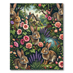 Whimsical Bunny and Floral Garden Rug