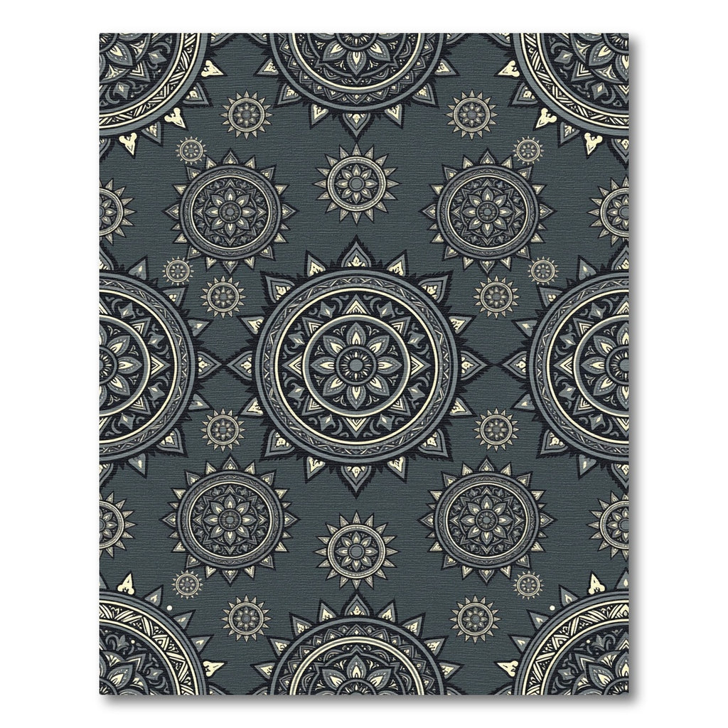 Charcoal Gray Celestial Mandala Medallion Rug