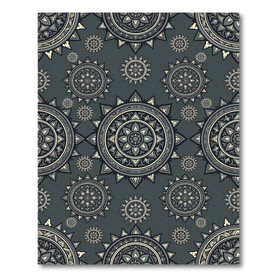 Charcoal Gray Celestial Mandala Medallion Rug