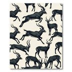 Monochrome Leaping Antelope Animal Illustration Rug