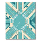 Modern Teal Urban Cycling Intersection Art Rug