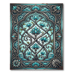 Turquoise Floral Archway Ornament Rug