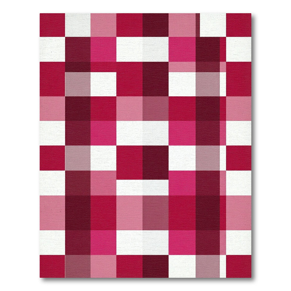 Bold Magenta Checkerboard Geometric Grid Rug