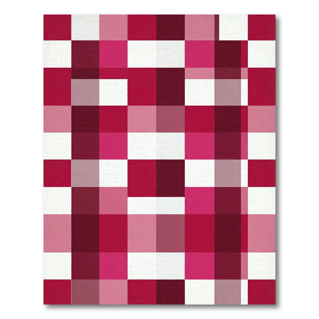 Bold Magenta Checkerboard Geometric Grid Rug