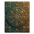 Ornate Bronze Teal Floral Medallion Rug