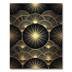 Art Deco Golden Fan Burst Rug