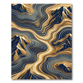 Abstract Gold And Navy Mountain Waves Rug