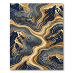 Abstract Gold And Navy Mountain Waves Rug
