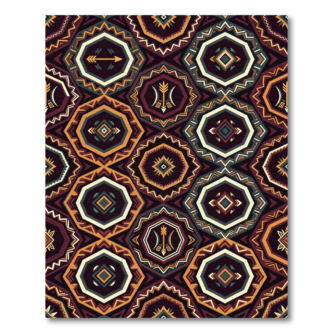Earthy Geometric Hexagon Arrow Tile Rug