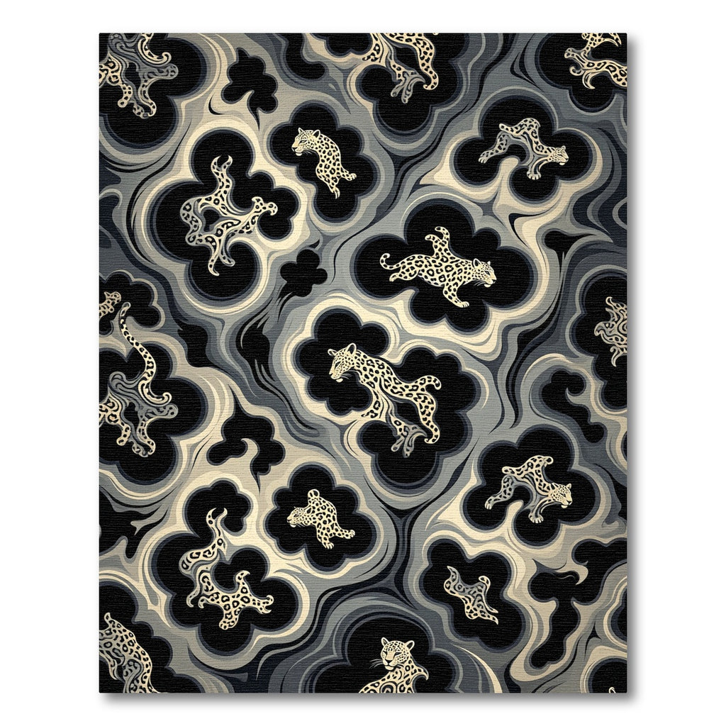 Monochromatic Leopard Cloud Abstract Rug