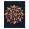 Vibrant Golden Blue Floral Mandala Rug