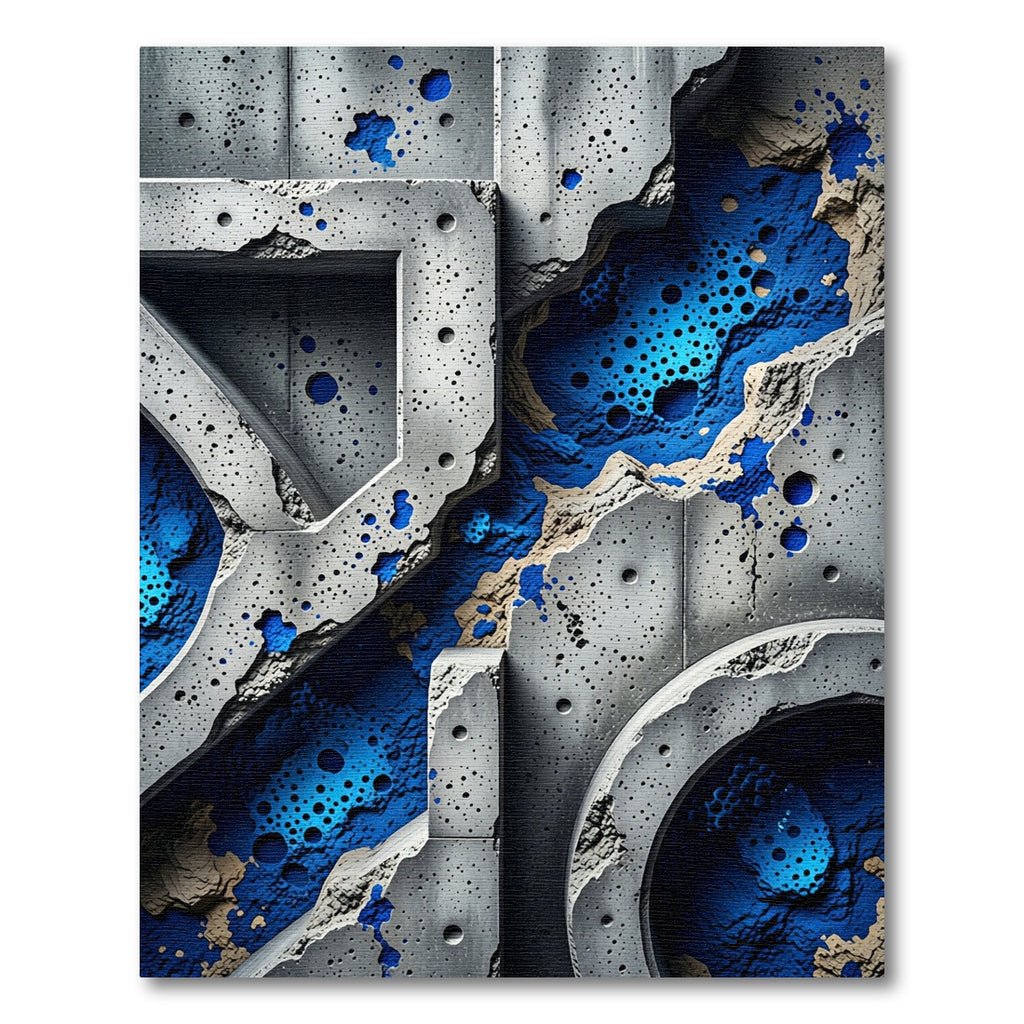 Concrete Blue Crater Texture Graphic Rug