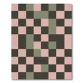 Vintage Pink Sage Geometric Checkerboard Rug