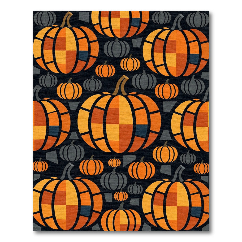 Geometric Orange Pumpkin Patch Rug