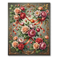 Elegant Rose Ribbon Floral Arrangement Rug