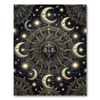 Celestial Sun Moon Star Mandala Art Rug