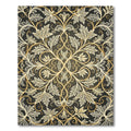 Ornate Golden Filigree Foliage Scroll Rug
