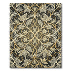 Ornate Golden Filigree Foliage Scroll Rug