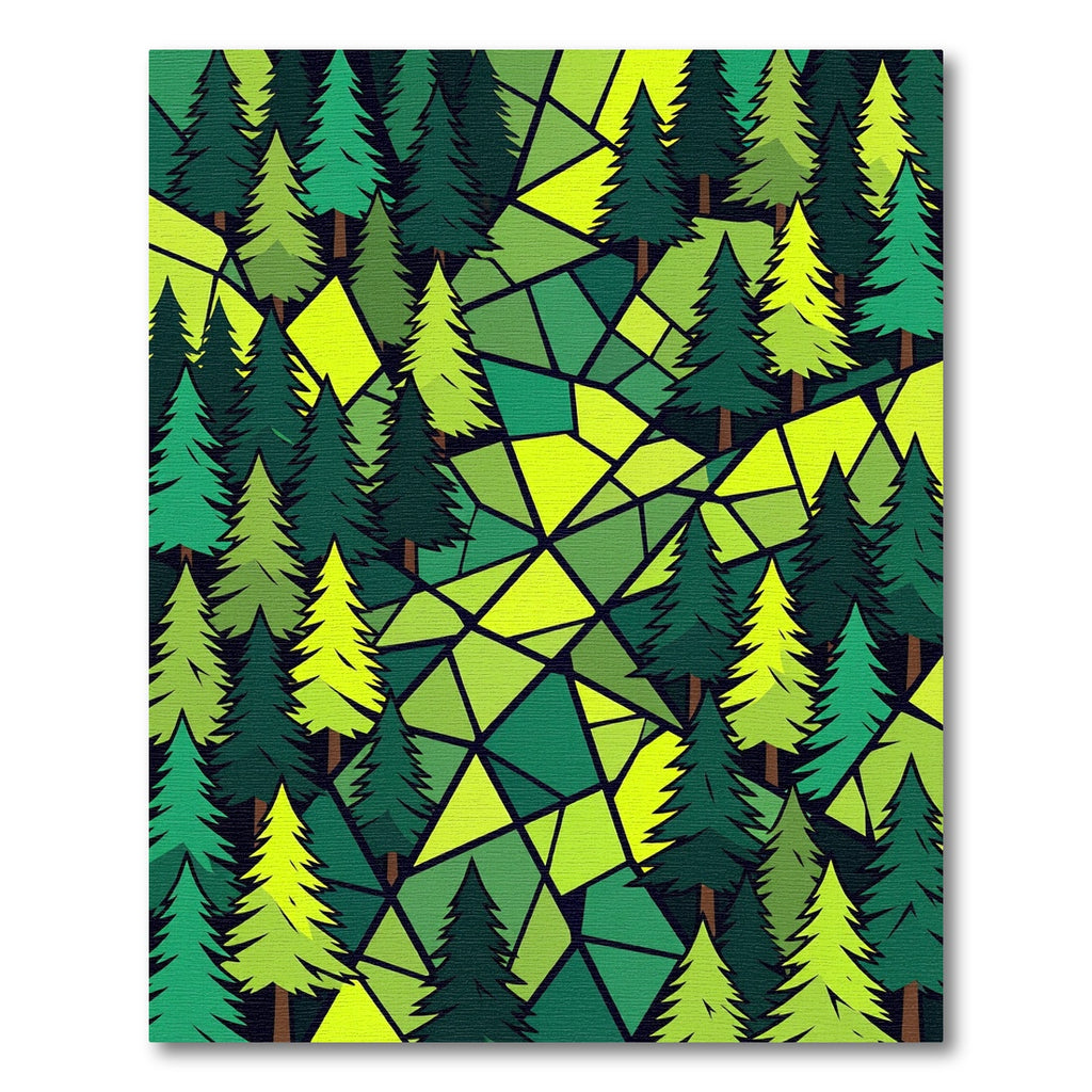 Verdant Forest Geometric Mosaic Rug