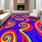 Vibrant Psychedelic Swirl Abstract Rug