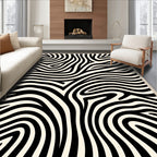 Cream Zebra Print Abstract Curves Rug