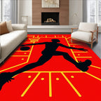 Red Black Basketball Player Court Rug