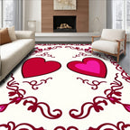 Red Pink Hearts Decorative Border Rug