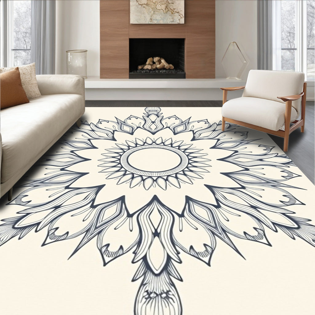 Mandala Sunburst Dark Navy Rug