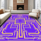 Modern Yellow Labyrinth Purple Rug