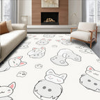 Cute Grey Bunny Cat Scattered Arrangement Rug