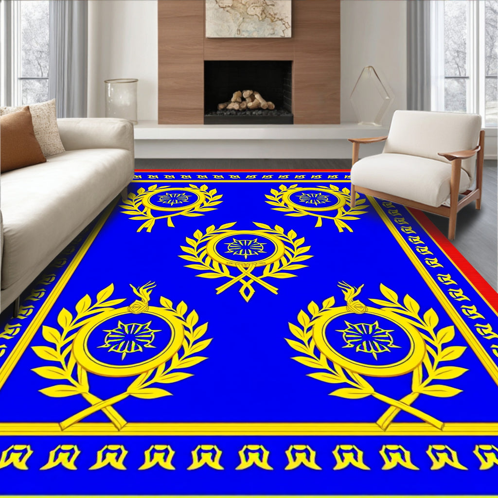 Regal Blue Golden Laurel Wreath Rug