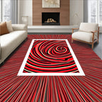 Crimson Swirl Abstract Stripe Rug