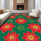 Bold Red Yellow Floral Wheat Rug