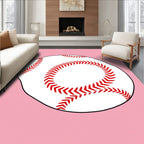 Classic White Red Stitch Ball Rug