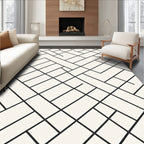 Modern Black White Interlocking Geometric Rug