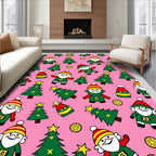 Pink Festive Elf Christmas Tree Repeat Rug