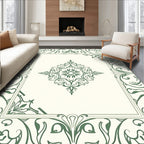 Elegant Green Vine Medallion Square Rug