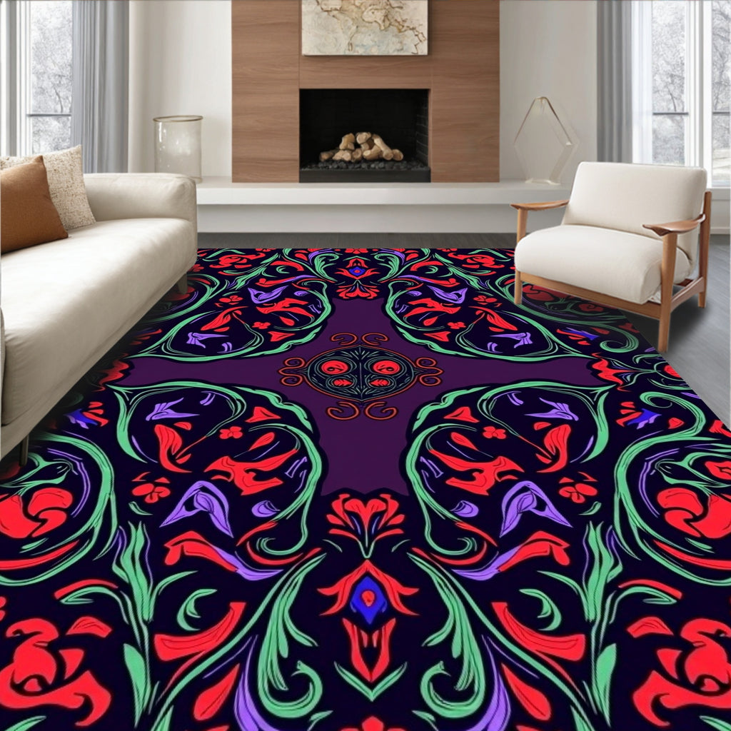 Rich Floral Vines Medallion Rug