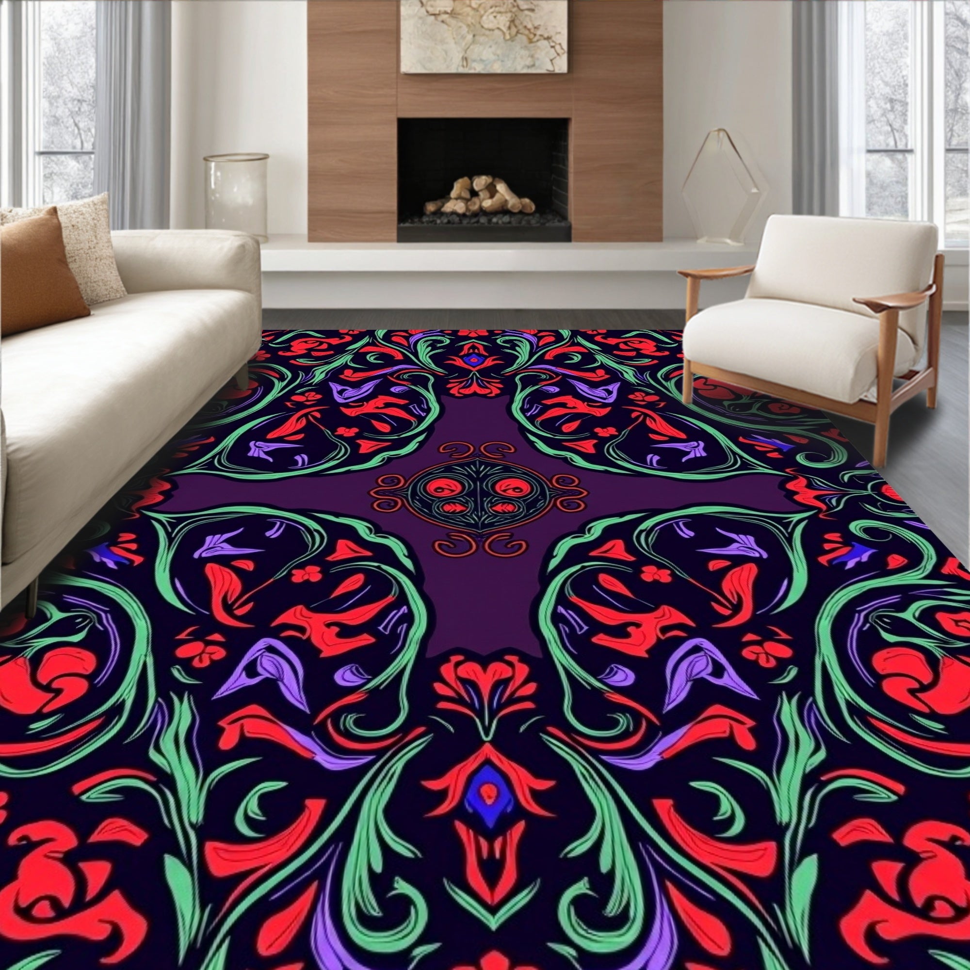 Rich Floral Vines Medallion Rug