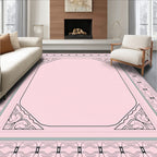Pale Pink Ornamental Geometric Border Rug