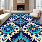 Vibrant Teal Sunburst Medallion Rug
